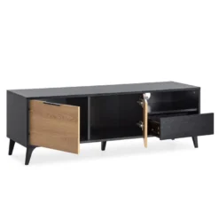 Meuble TV Kalma 2 Portes 1 Tiroir Noir/chêne, Longueur 136 Cm 12 Meuble TV Kalma 2 Portes 1 Tiroir Noir/chêne, Longueur 136 Cm -Pas Cher Mobiliora Magasin meuble tv 20980335