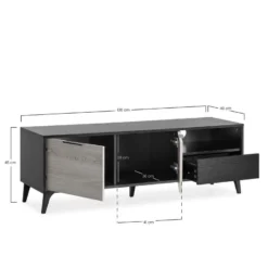 Meuble TV Kalma 2 Portes 1 Tiroir Noir/chêne, Longueur 136 Cm 16 Meuble TV Kalma 2 Portes 1 Tiroir Noir/chêne, Longueur 136 Cm -Pas Cher Mobiliora Magasin meuble tv 20980343