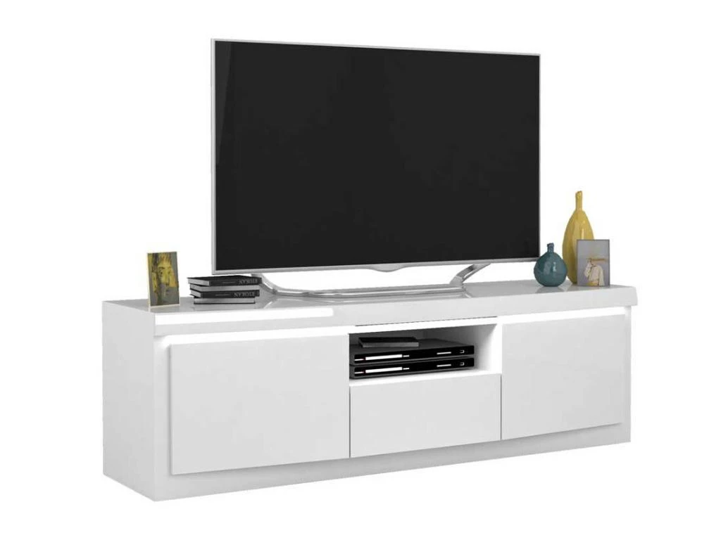 Meuble TV 2 Portes 1 Niche 1 Tiroir Blanc Laqué/ Leds - ESPRIT 4 Meuble TV 2 Portes 1 Niche 1 Tiroir Blanc Laqué/ Leds - ESPRIT – Image 2