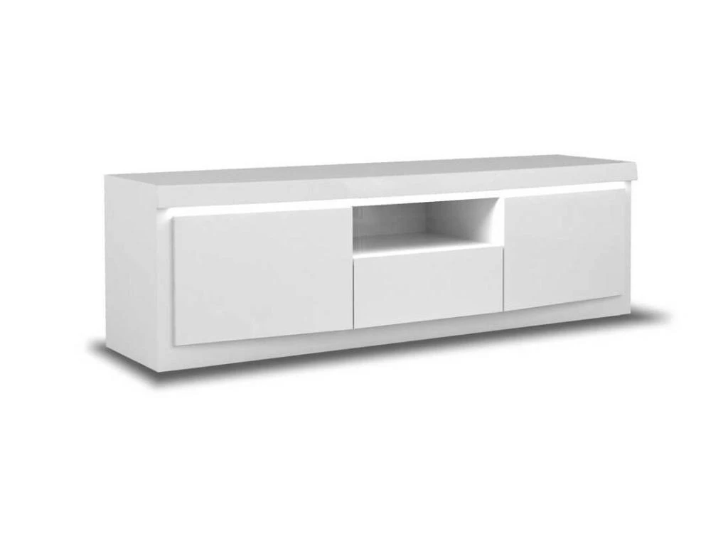 Meuble TV 2 Portes 1 Niche 1 Tiroir Blanc Laqué/ Leds - ESPRIT 5 Meuble TV 2 Portes 1 Niche 1 Tiroir Blanc Laqué/ Leds - ESPRIT – Image 3
