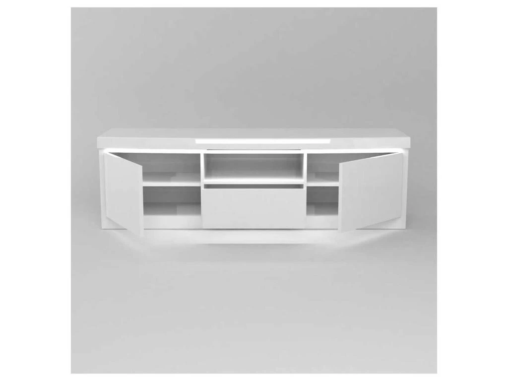 Meuble TV 2 Portes 1 Niche 1 Tiroir Blanc Laqué/ Leds - ESPRIT 7 Meuble TV 2 Portes 1 Niche 1 Tiroir Blanc Laqué/ Leds - ESPRIT – Image 5