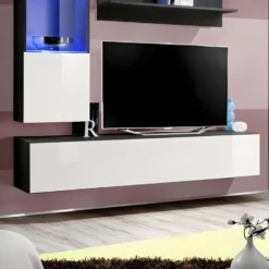 Meuble TV FLY H3 Design, Coloris Noir Et Blanc Brillant. Meuble Suspendu Moderne Et Tendance Pour Votre Salon. 8 Meuble TV FLY H3 Design, Coloris Noir Et Blanc Brillant. Meuble Suspendu Moderne Et Tendance Pour Votre Salon. -Pas Cher Mobiliora Magasin meuble tv 21158517