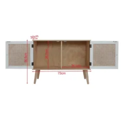 Meuble TV Bas Buffet Polyvalent Avec 2 Portes En Bois Blanc Marron -Pas Cher Mobiliora Magasin meuble tv 21224933