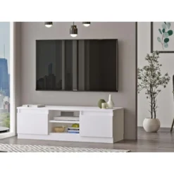 Meuble TV Silva 2 Portes - Venprodin - 120 Cm Blanc -Pas Cher Mobiliora Magasin meuble tv 21306515