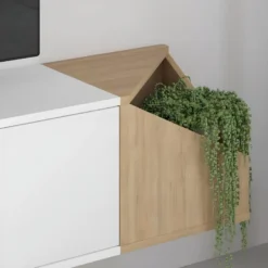 Meuble TV Aulos - Venprodin - Chêne Blanc -Pas Cher Mobiliora Magasin meuble tv 21306523