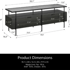 Meuble TV En Verre Et Panneaux De Particules Stratifiés Chêne Noir -Pas Cher Mobiliora Magasin meuble tv 21685593
