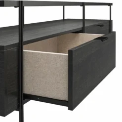 Meuble TV En Verre Et Panneaux De Particules Stratifiés Chêne Noir -Pas Cher Mobiliora Magasin meuble tv 21685595