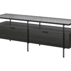 Meuble TV En Verre Et Panneaux De Particules Stratifiés Chêne Noir -Pas Cher Mobiliora Magasin meuble tv 21685601