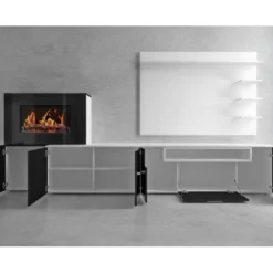 Meuble Salon+cheminee Electrique,5 Niv.de Flamme,Blanc Mate/Noir Laque,290x170x45 13 Meuble Salon+cheminee Electrique,5 Niv.de Flamme,Blanc Mate/Noir Laque,290x170x45 -Pas Cher Mobiliora Magasin meuble tv 21761605