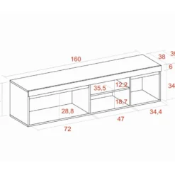 Meuble TV Mod.NATURALE ''Chene/Noir'', 2 Portes Et 2 Logements, Salon-sejour, 160x40x41cm 12 Meuble TV Mod.NATURALE ''Chene/Noir'', 2 Portes Et 2 Logements, Salon-sejour, 160x40x41cm -Pas Cher Mobiliora Magasin meuble tv 21762419