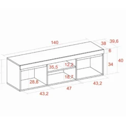 Meuble TV Mod.NATURALE ''Chene/Noir'', 2 Portes Et 2 Logements, Salon-sejour, 140x40x41cm 13 Meuble TV Mod.NATURALE ''Chene/Noir'', 2 Portes Et 2 Logements, Salon-sejour, 140x40x41cm -Pas Cher Mobiliora Magasin meuble tv 21762435