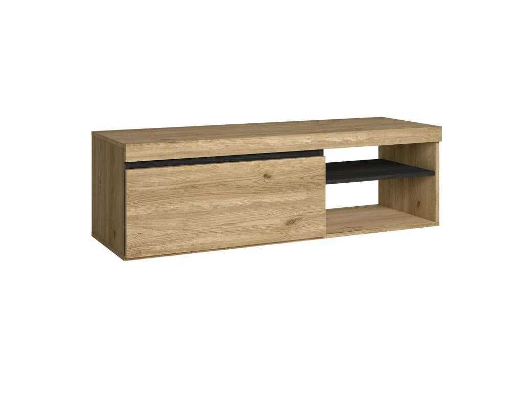Meuble TV Mod.NATURALE ''Chene/Noir'', 1 Porte Et 2 Logements, Salon-sejour, 120x40x41cm 4 Meuble TV Mod.NATURALE ''Chene/Noir'', 1 Porte Et 2 Logements, Salon-sejour, 120x40x41cm – Image 2