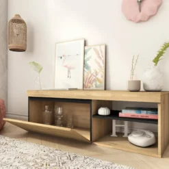 Meuble TV Mod.NATURALE ''Chene/Noir'', 1 Porte Et 2 Logements, Salon-sejour, 120x40x41cm 10 Meuble TV Mod.NATURALE ''Chene/Noir'', 1 Porte Et 2 Logements, Salon-sejour, 120x40x41cm -Pas Cher Mobiliora Magasin meuble tv 21762445