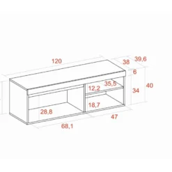 Meuble TV Mod.NATURALE ''Chene/Noir'', 1 Porte Et 2 Logements, Salon-sejour, 120x40x41cm 12 Meuble TV Mod.NATURALE ''Chene/Noir'', 1 Porte Et 2 Logements, Salon-sejour, 120x40x41cm -Pas Cher Mobiliora Magasin meuble tv 21762449