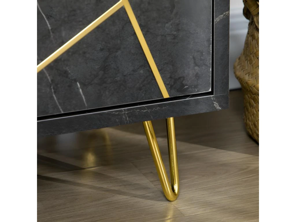 Meuble Tv Art Déco PAMPELUNE Noir Et Doré 6 Meuble Tv Art Déco PAMPELUNE Noir Et Doré – Image 4