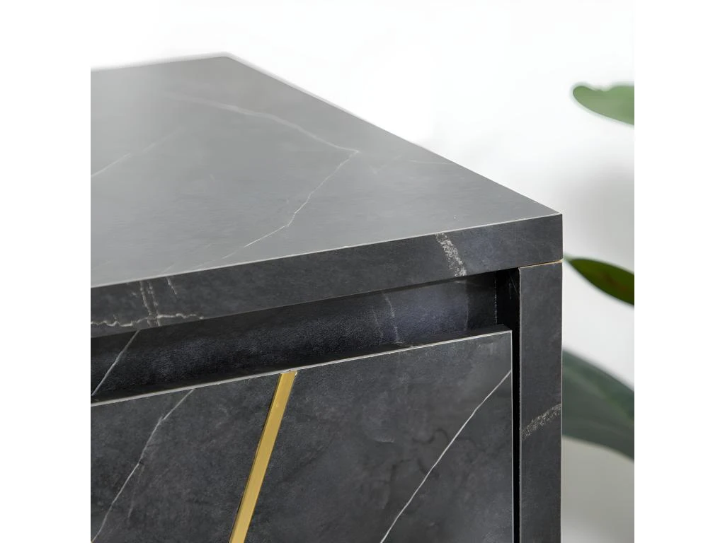 Meuble Tv Art Déco PAMPELUNE Noir Et Doré 7 Meuble Tv Art Déco PAMPELUNE Noir Et Doré – Image 5