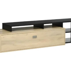 Meuble TV Aspect Chêne Clair, Noir Au Design Réversible