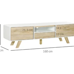 Meuble Tv Bas Scandinave CÔME Blanc Aspect Bois -Pas Cher Mobiliora Magasin meuble tv 21988977