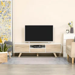Meuble Tv Bas Scandinave CÔME Blanc Aspect Bois -Pas Cher Mobiliora Magasin meuble tv 21988979