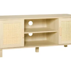 Meuble Tv Porte Cannage PARLA Aspect Bois Clair