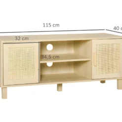 Meuble Tv Porte Cannage PARLA Aspect Bois Clair -Pas Cher Mobiliora Magasin meuble tv 21988987