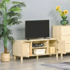 Meuble Tv Porte Cannage PARLA Aspect Bois Clair -Pas Cher Mobiliora Magasin meuble tv 21988989