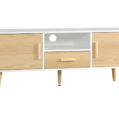Meuble Tv Scandinave CADIX Aspect Bois Clair Et Blanc