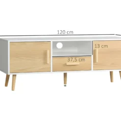 Meuble Tv Scandinave CADIX Aspect Bois Clair Et Blanc -Pas Cher Mobiliora Magasin meuble tv 21989017