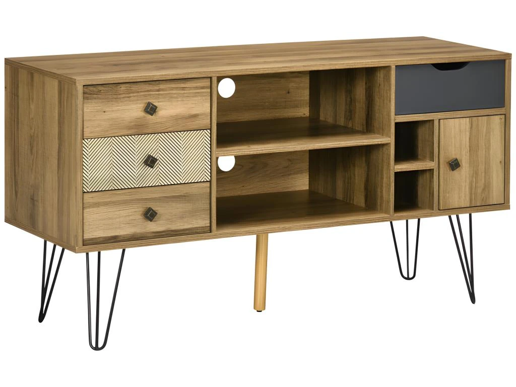 Meuble Tv Industriel VALLADOLID Aspect Bois Et Noir 3 Meuble Tv Industriel VALLADOLID Aspect Bois Et Noir