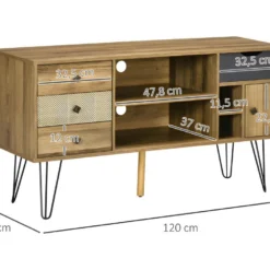 Meuble Tv Industriel VALLADOLID Aspect Bois Et Noir 9 Meuble Tv Industriel VALLADOLID Aspect Bois Et Noir -Pas Cher Mobiliora Magasin meuble tv 21989057
