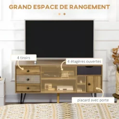 Meuble Tv Industriel VALLADOLID Aspect Bois Et Noir 10 Meuble Tv Industriel VALLADOLID Aspect Bois Et Noir -Pas Cher Mobiliora Magasin meuble tv 21989059