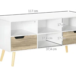 Meuble Tv LARISSA Blanc Et Aspect Bois -Pas Cher Mobiliora Magasin meuble tv 21989067