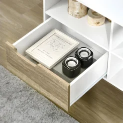 Meuble Tv LARISSA Blanc Et Aspect Bois -Pas Cher Mobiliora Magasin meuble tv 21989071