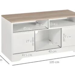 Meuble Tv SEGOVIE Blanc Et Bois -Pas Cher Mobiliora Magasin meuble tv 21989077