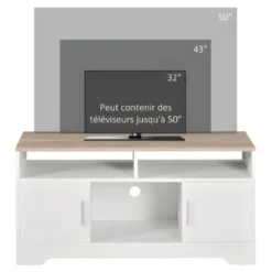 Meuble Tv SEGOVIE Blanc Et Bois -Pas Cher Mobiliora Magasin meuble tv 21989079