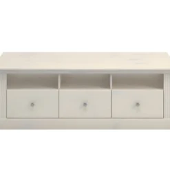 Alonso Meuble TV 3 étagères, 3 Tiroirs, White Washed.