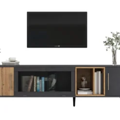 Meuble TV 200cm - Adapté Pour TV 90" - Avec Un Grand Espace De Rangement - Noir 10 Meuble TV 200cm - Adapté Pour TV 90" - Avec Un Grand Espace De Rangement - Noir -Pas Cher Mobiliora Magasin meuble tv 22077361