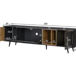 Meuble TV 200cm - Adapté Pour TV 90" - Avec Un Grand Espace De Rangement - Noir 11 Meuble TV 200cm - Adapté Pour TV 90" - Avec Un Grand Espace De Rangement - Noir -Pas Cher Mobiliora Magasin meuble tv 22077363