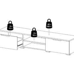 Malika Meuble TV Avec 2 Tiroirs Et 1 étagère, Blanc. -Pas Cher Mobiliora Magasin meuble tv 22088649