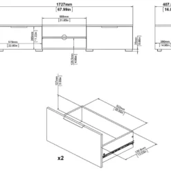 Malika Meuble TV Avec 2 Tiroirs Et 1 étagère, Blanc. -Pas Cher Mobiliora Magasin meuble tv 22088651