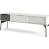 Fur Table TV Avec 2 Portes Coulissantes Et 1 Tiroir, Blanc Mat / Gris. -Pas Cher Mobiliora Magasin meuble tv 22088675