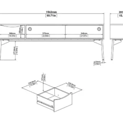 Fur Table TV Avec 2 Portes Coulissantes Et 1 Tiroir, Blanc Mat / Gris. -Pas Cher Mobiliora Magasin meuble tv 22088689