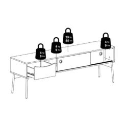 Fur Table TV Avec 2 Portes Coulissantes Et 1 Tiroir, Blanc Mat / Gris. -Pas Cher Mobiliora Magasin meuble tv 22088691