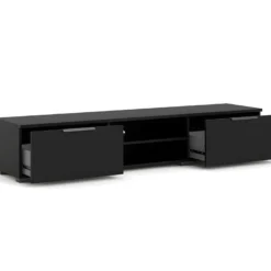 Malika Meuble TV Avec 2 Tiroirs Et 1 étagère, Noir Mat . -Pas Cher Mobiliora Magasin meuble tv 22088729