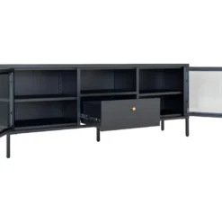 Dalby Table TV 2 Portes En Verre, 1 Tiroir, 1 Tablette Noir. -Pas Cher Mobiliora Magasin meuble tv 22088841