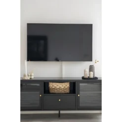 Dalby Table TV 2 Portes En Verre, 1 Tiroir, 1 Tablette Noir. -Pas Cher Mobiliora Magasin meuble tv 22088843