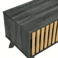 Meuble TV 160cm Avec 1 Tiroir Et 2 Portes Pour Chambre Ou Salon - Bois Rétro - Noir & Naturel -Pas Cher Mobiliora Magasin meuble tv 22120153