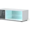 KORA Meuble TV Contemporain Avec éclairage LED Laqué Gris - L 100 Cm -Pas Cher Mobiliora Magasin meuble tv 22126225