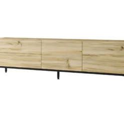 Meuble TV Luvio Pieds Métal - Venprodin - 170 Cm Chêne