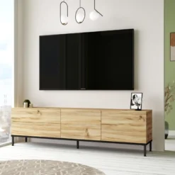 Meuble TV Luvio Pieds Métal - Venprodin - 170 Cm Chêne -Pas Cher Mobiliora Magasin meuble tv 22132091